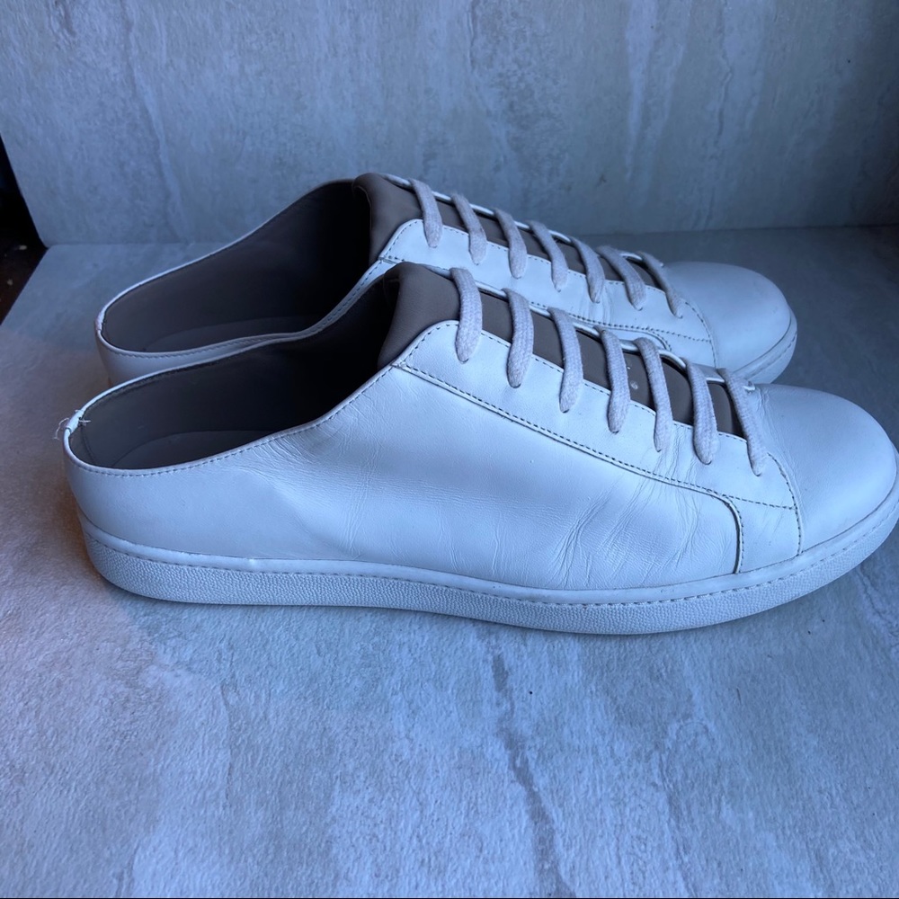 Vince varley backless mule white leather sneakers tennis shoes  9 39